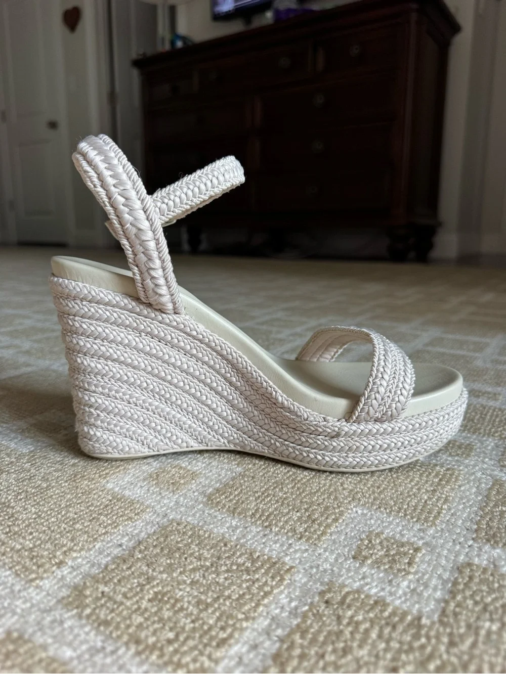 Altar’d State Braided Wedge Sandals Platform Espadrille Shoes Ivory White 7.5